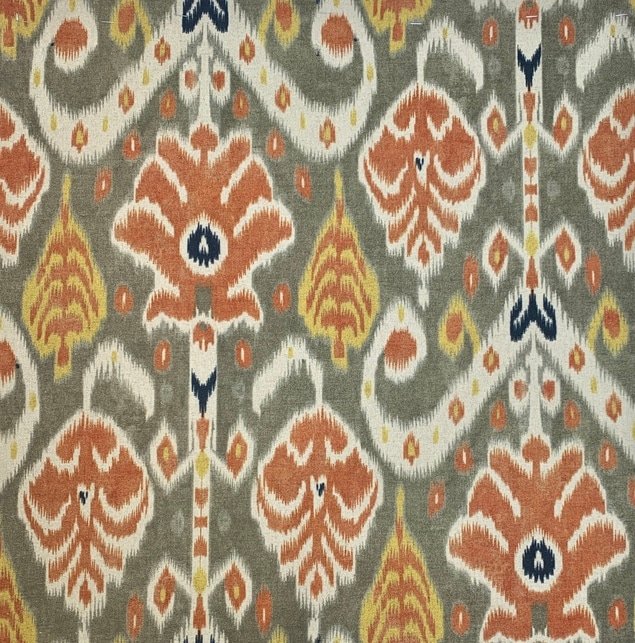 Tela Lino Ikat Yakarta Terracota